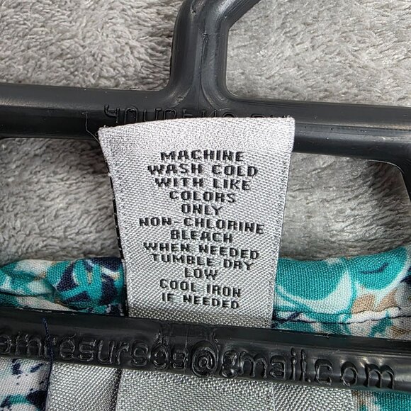 Womens Catherines Teal Blue Floral Print Blouse Button-Front 3/4 Sleeves Size 5X - Picture 7 of 7